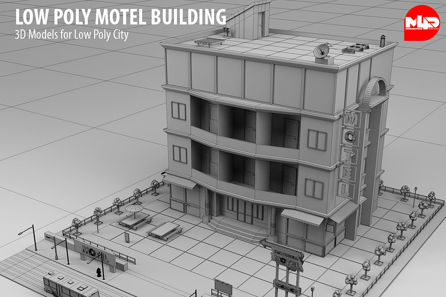 Low Poly Motel Building in Architecture - product preview 2