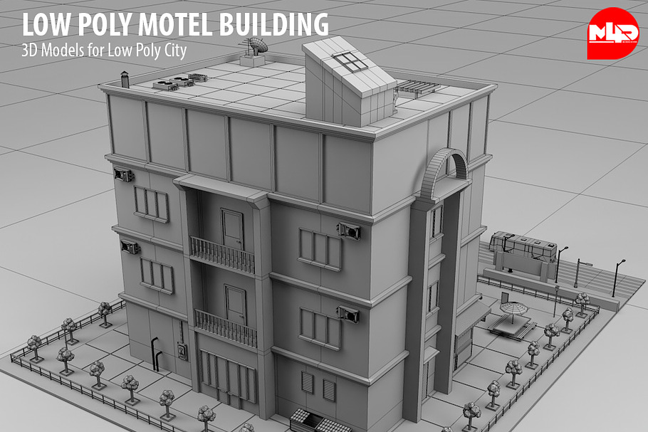 Low Poly Motel Building in Architecture - product preview 3