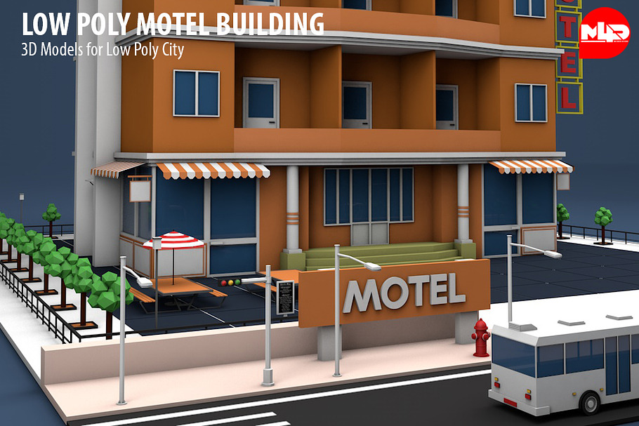 Low Poly Motel Building in Architecture - product preview 5