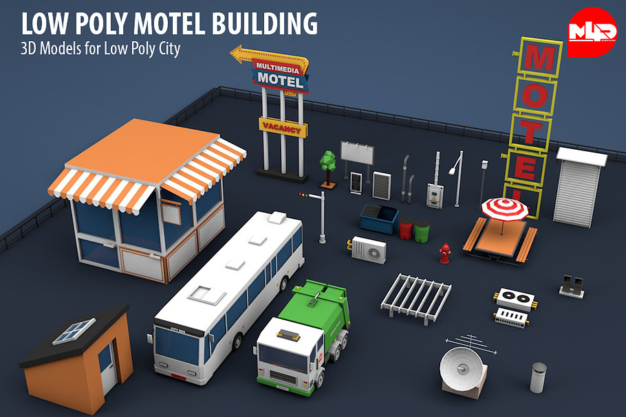 Low Poly Motel Building in Architecture - product preview 6