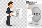 3D Businessman Plugging Power Cord