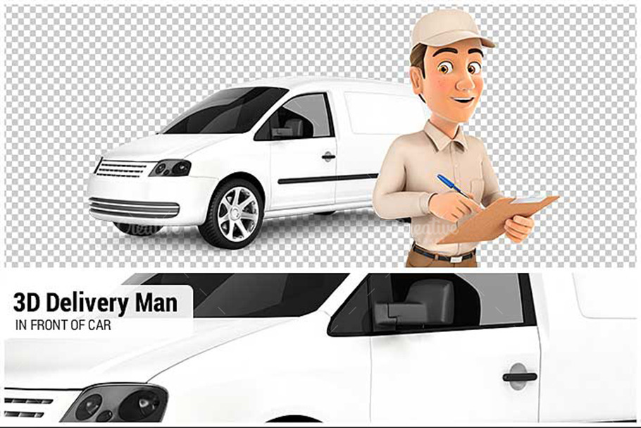 3D Delivery Man with Notepad in Illustrations - product preview 8