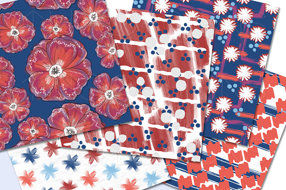 Red White + Blue Digital Paper in Patterns - product preview 1