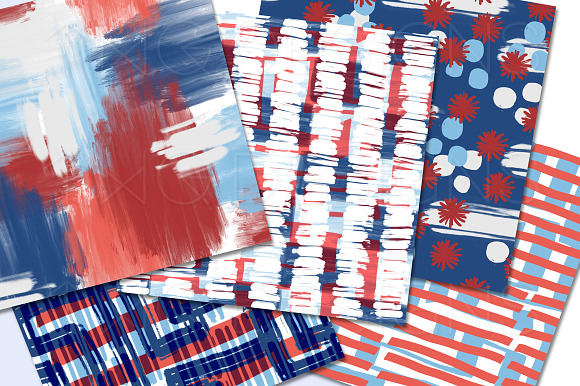Red White + Blue Digital Paper in Patterns - product preview 2