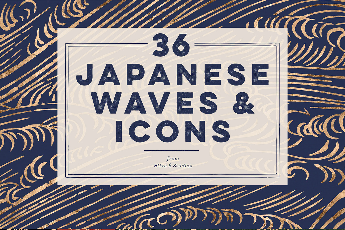 36 Japanese Wave & Gold Icons in Patterns - product preview 8