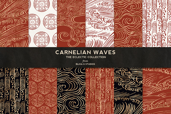 36 Japanese Wave & Gold Icons in Patterns - product preview 1
