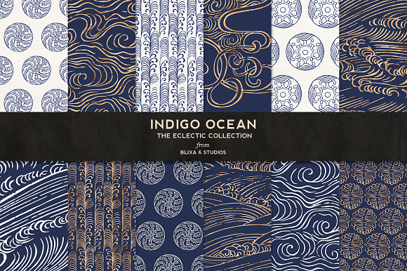 36 Japanese Wave & Gold Icons in Patterns - product preview 3