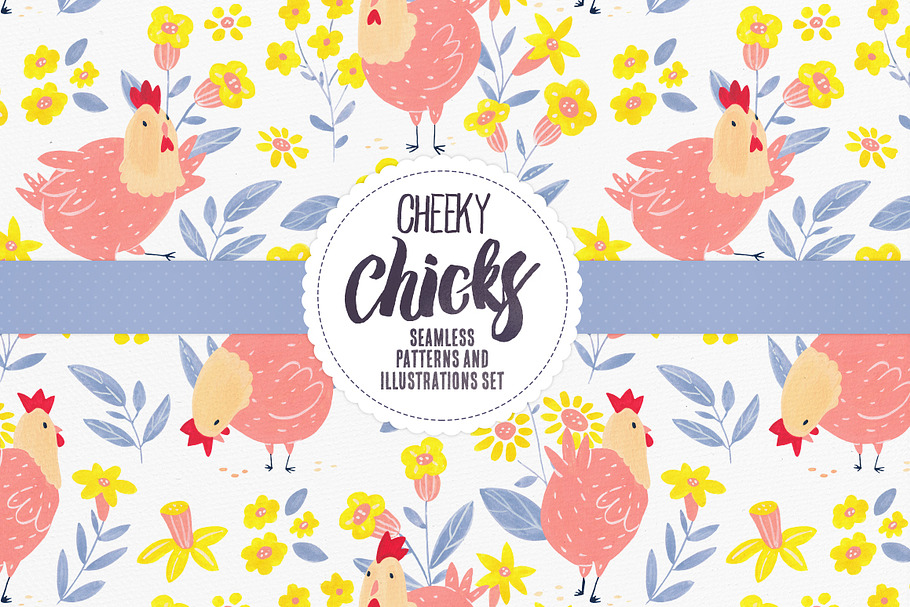 Cheeky Chicks + 16 Seamless Patterns in Patterns - product preview 8
