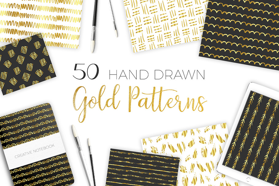 Golden Hand Drawn Patterns in Patterns - product preview 8