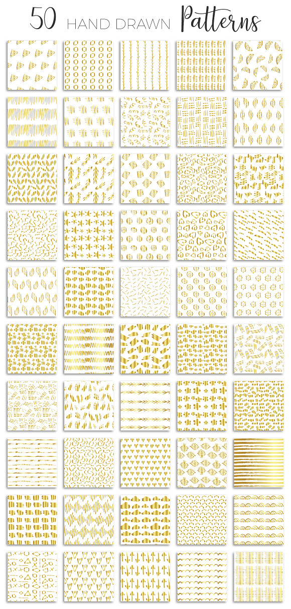 Golden Hand Drawn Patterns in Patterns - product preview 4