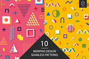 Memphis design seamless patterns set