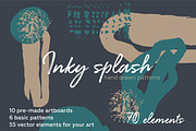Inky splash. Brush pattern bundle.