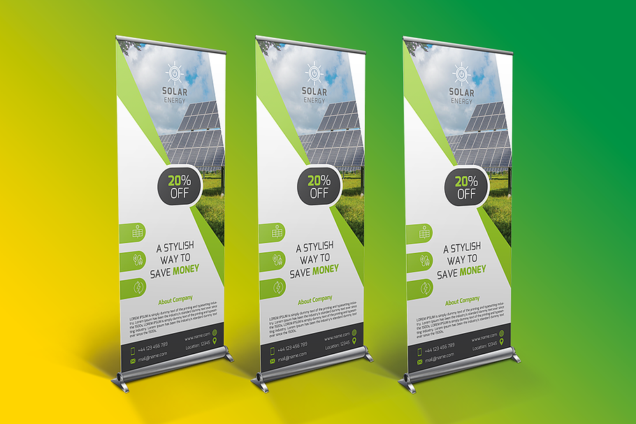 Solar Energy Roll Up Banner in Flyer Templates - product preview 8