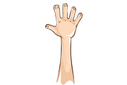Hand with open palm and five fingers