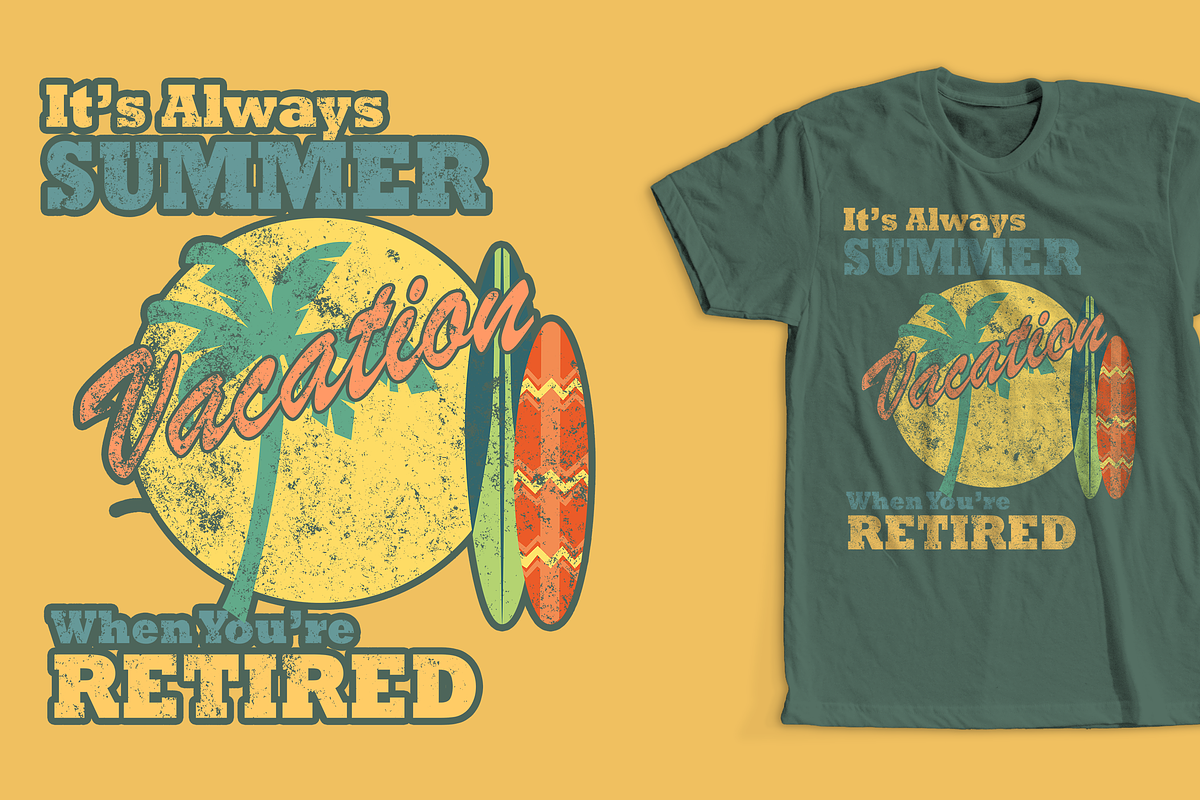 Retirement Summer T-Shirt Design in Illustrations - product preview 8