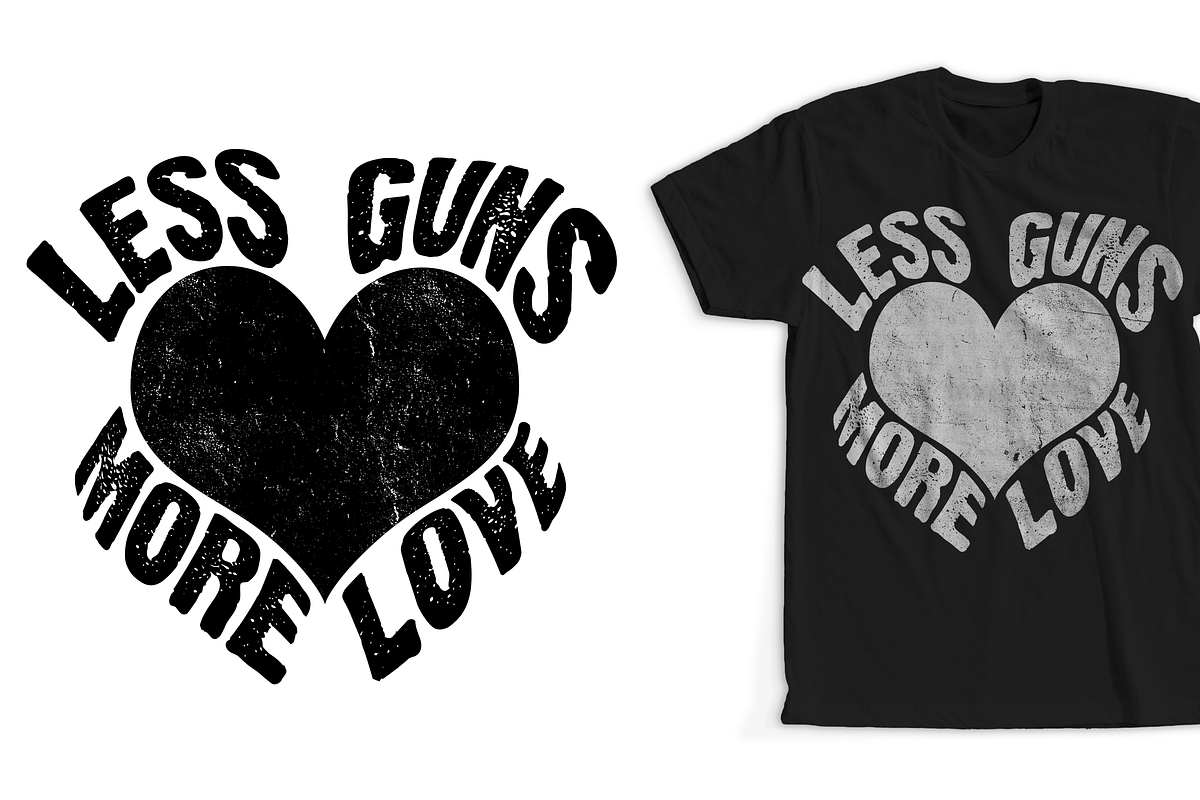 Less Guns More Love T-Shirt Design  in Illustrations - product preview 8