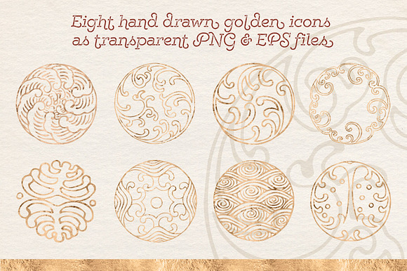 36 Japanese Wave & Gold Icons in Patterns - product preview 9