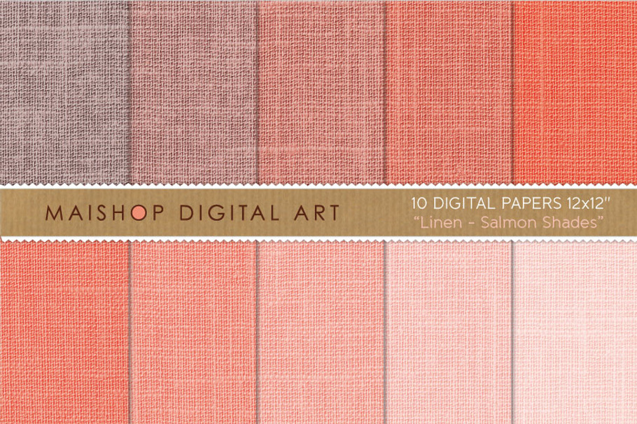 Digital Paper-Linen-Salmon Shades