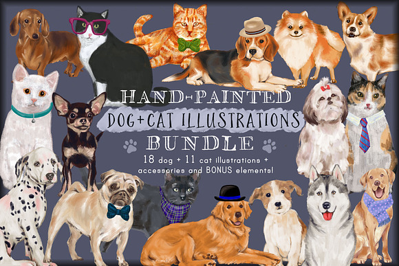 Dogs & Cats Art Bundle (20% Off!) in Illustrations - product preview 9