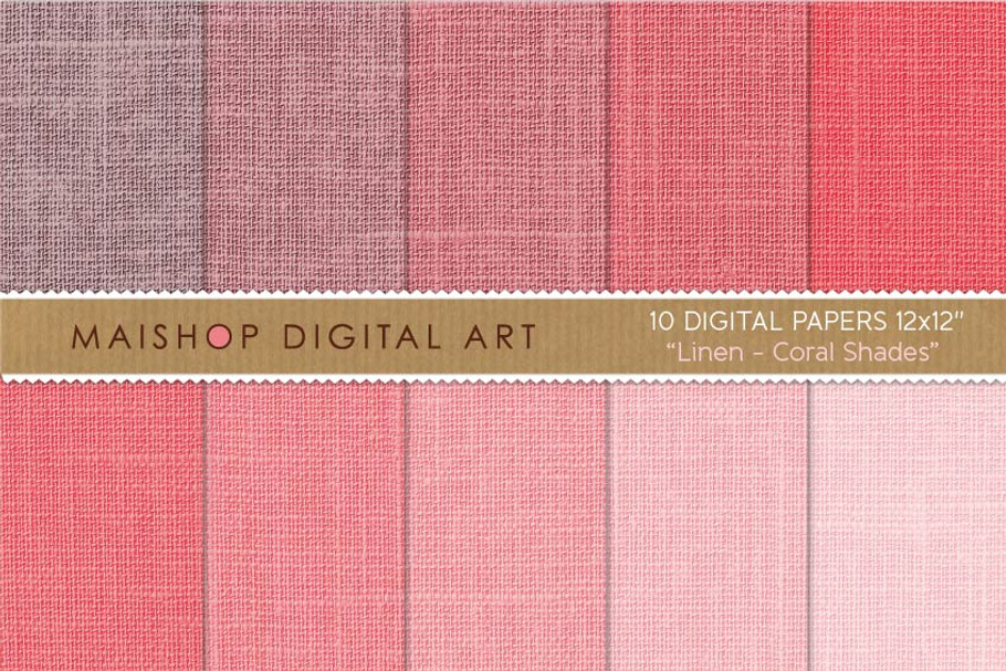 Digital Paper - Linen Coral Shades in Textures - product preview 8