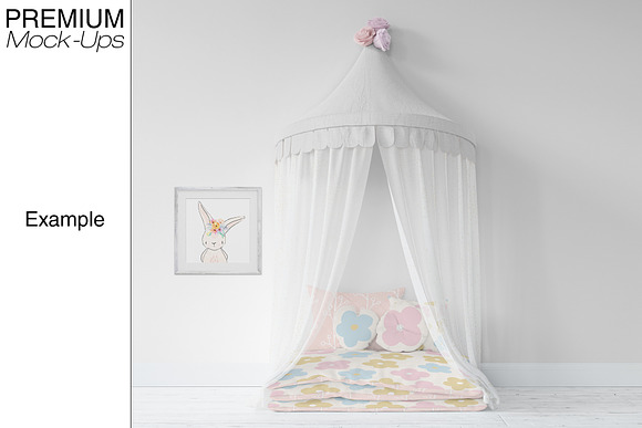 Kids Bed with Drapery Wall & Frames in Product Mockups - product preview 4