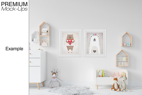 Kids Bed with Drapery Wall & Frames in Product Mockups - product preview 6