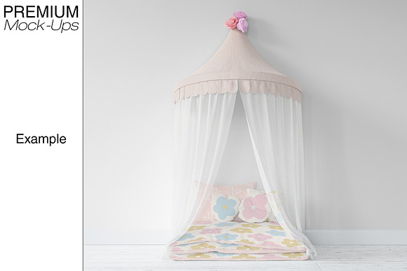 Kids Bed with Drapery Wall & Frames in Product Mockups - product preview 7