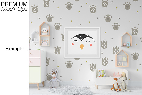 Kids Bed with Drapery Wall & Frames in Product Mockups - product preview 15