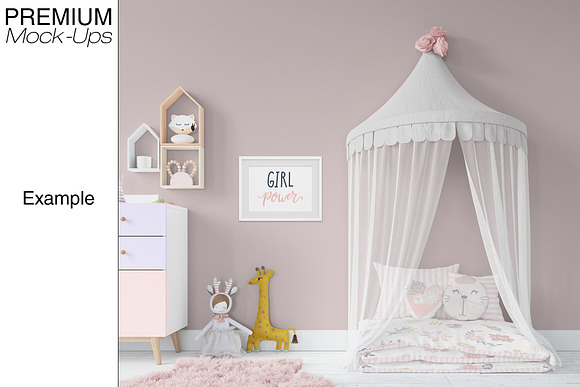 Kids Bed with Drapery Wall & Frames in Product Mockups - product preview 20