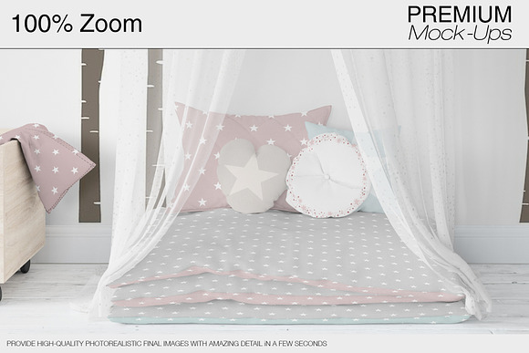 Kids Bed with Drapery Wall & Frames in Product Mockups - product preview 22
