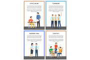 Office Work and Strategy Set Vector Illustration