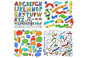 Colorful Hand Drawn Elements Vector Illustration