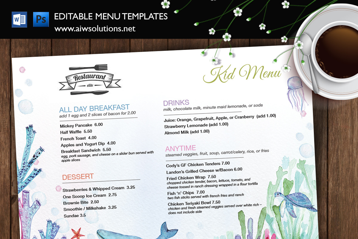 Restaurant kid menu-id35 in Flyer Templates - product preview 8