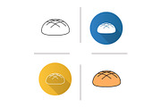 Round rye bread loaf icon