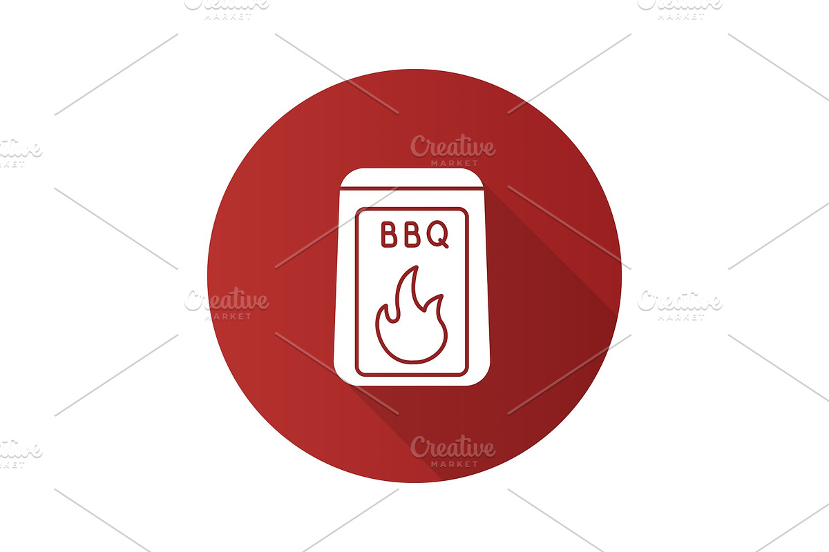 Barbeque coal flat design long shadow glyph icon in Graphics - product preview 8