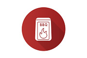 Barbeque coal flat design long shadow glyph icon