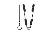 Grill skewer and tongs glyph icon