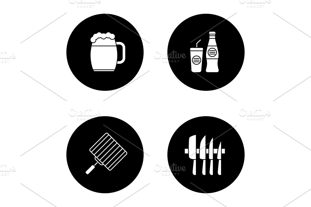 Barbecue glyph icons set in Graphics - product preview 8