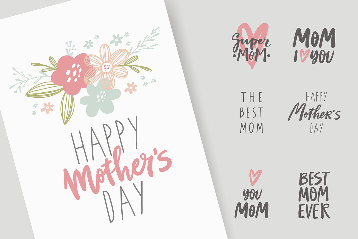 Mother's day card, lettering in Illustrations - product preview 8