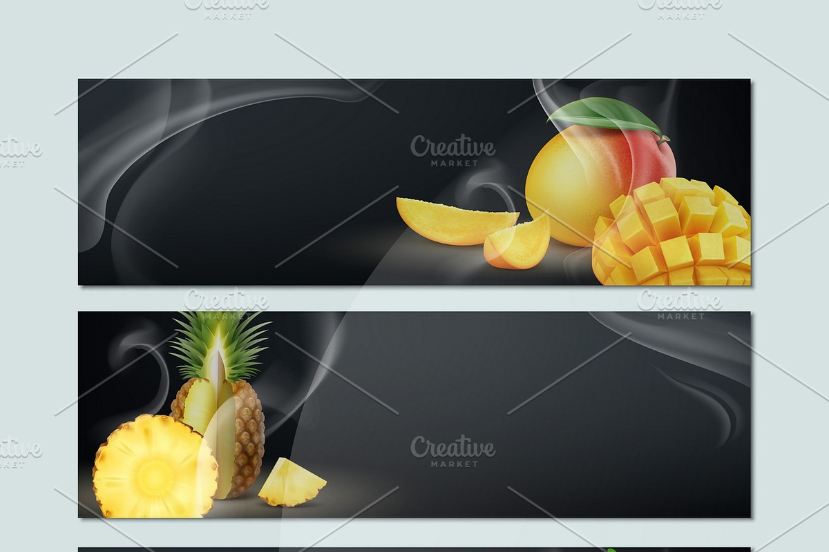 Set of fruit banners in Illustrations - product preview 8