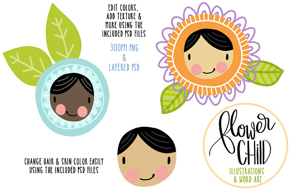 Flower Children Illustrations in Illustrations - product preview 2