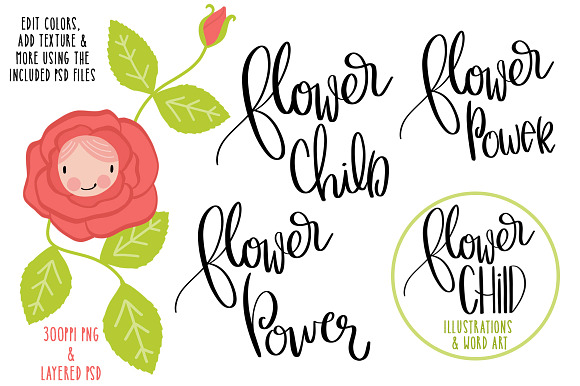 Flower Children Illustrations in Illustrations - product preview 3