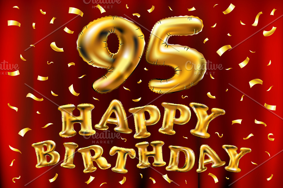 happy birthday 95 balloons gold