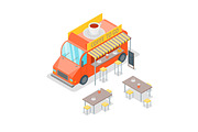 Street Cafe Food Truck Isometric