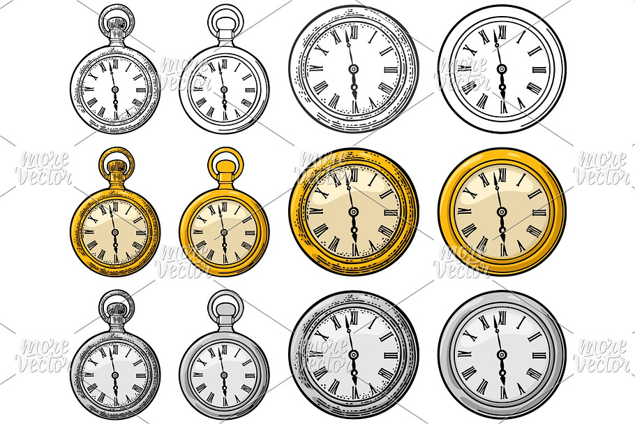 Watch. Vector vintage engraved on white background. in Illustrations - product preview 8