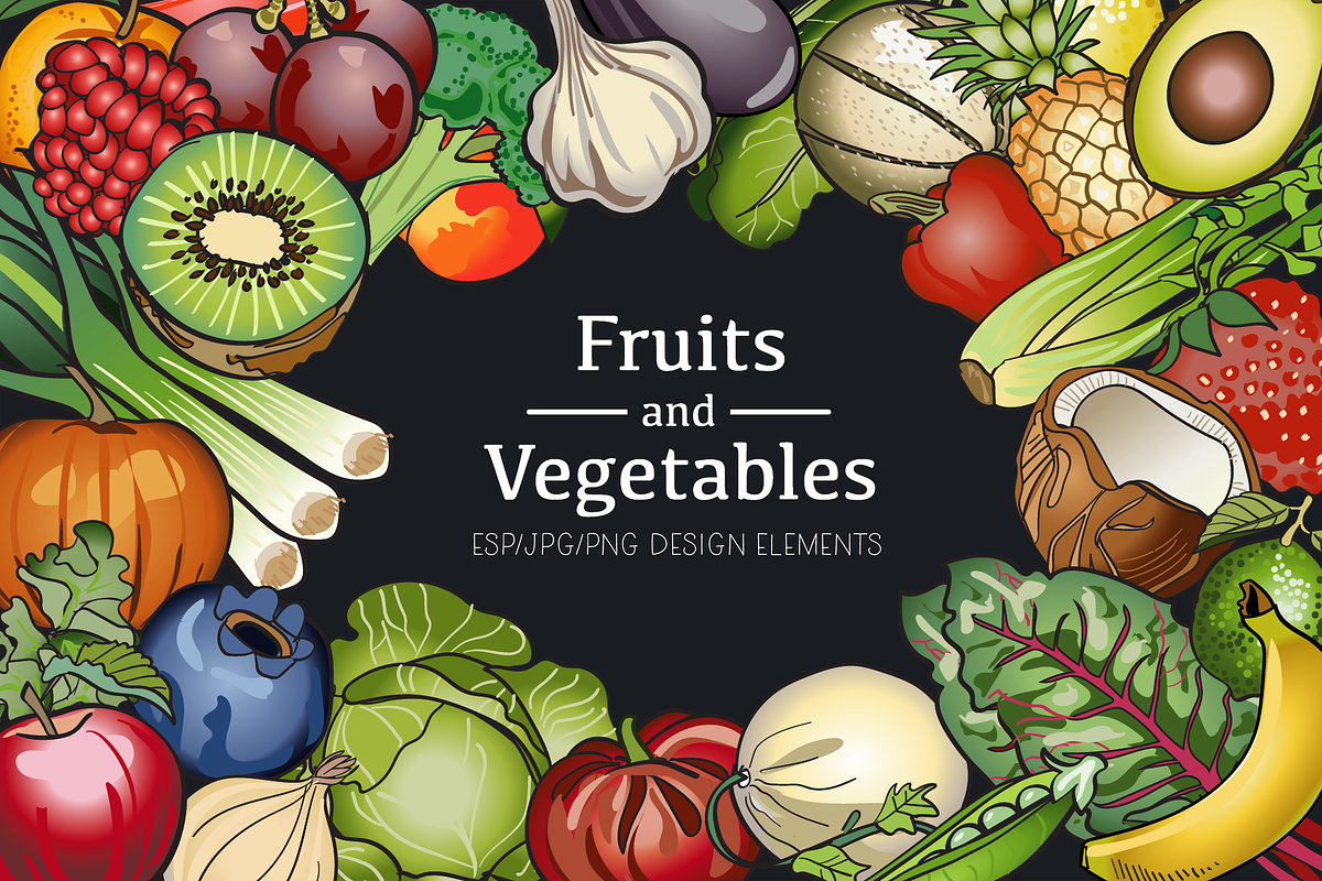 Fruit and Vegetable Vector Clip Art in Illustrations - product preview 8