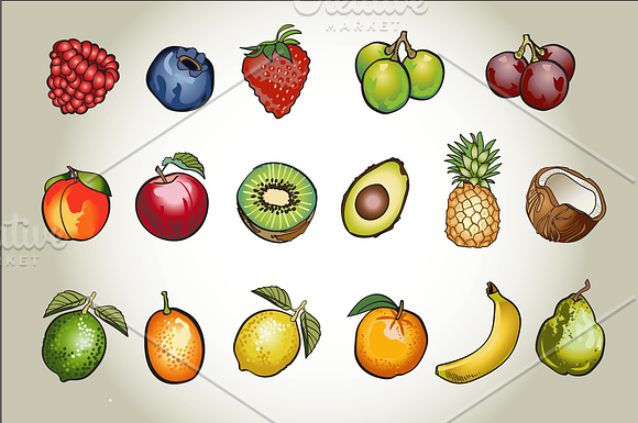 Fruit and Vegetable Vector Clip Art in Illustrations - product preview 1