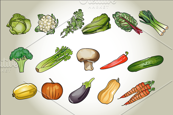 Fruit and Vegetable Vector Clip Art in Illustrations - product preview 3