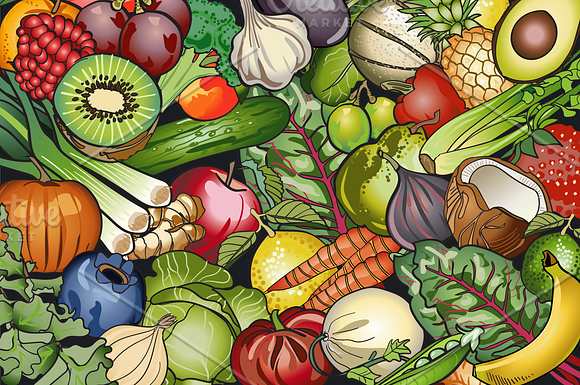 Fruit and Vegetable Vector Clip Art in Illustrations - product preview 4