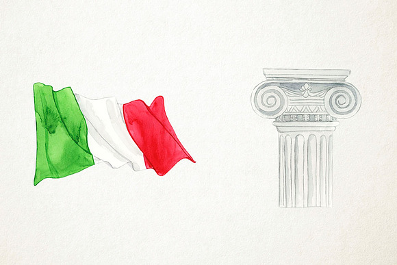 Watercolor Italy Clipart in Illustrations - product preview 3